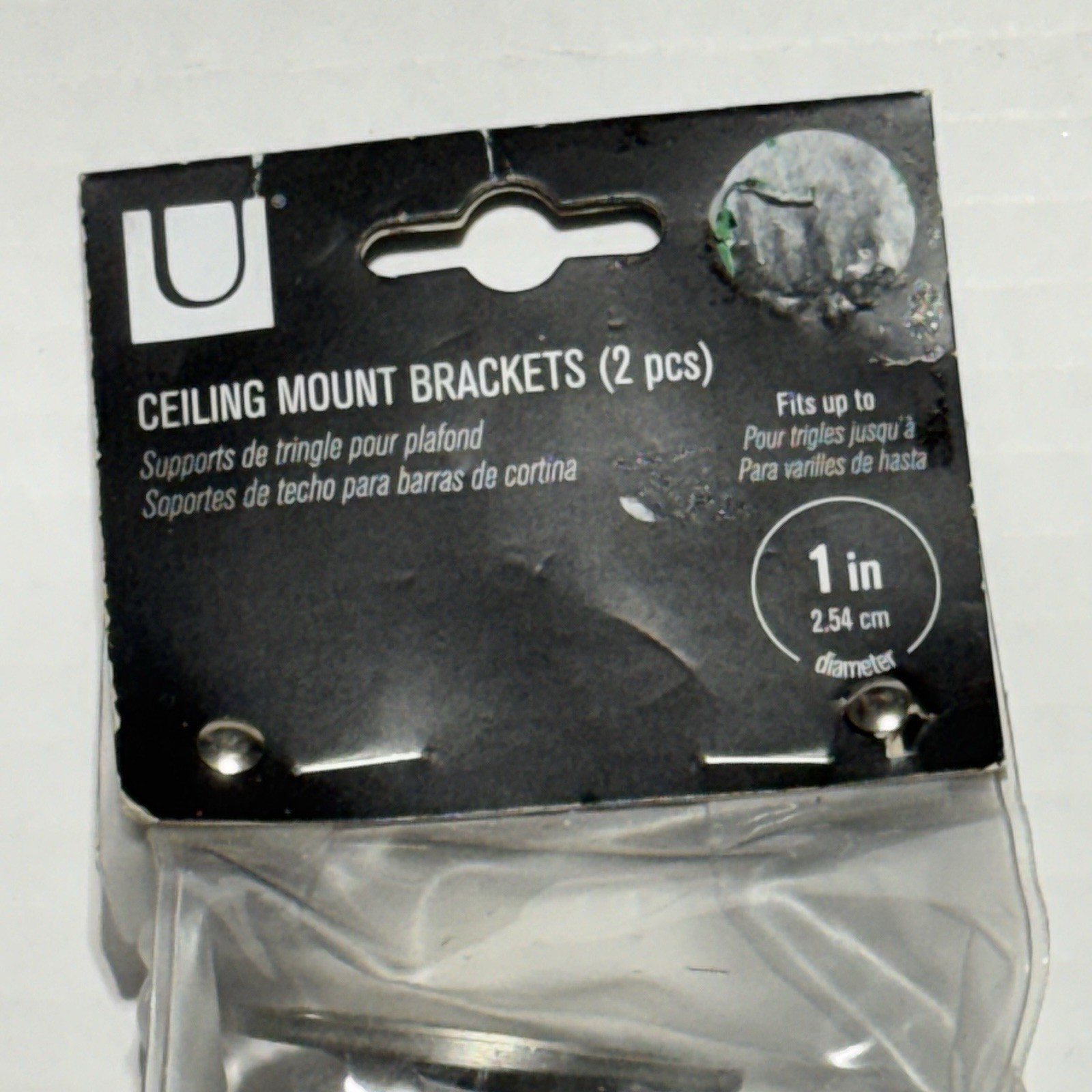 Umbra Ceiling-Mount Brackets (2 Pcs) 244939–410 for Drapery Rod Nickel Lot of 2