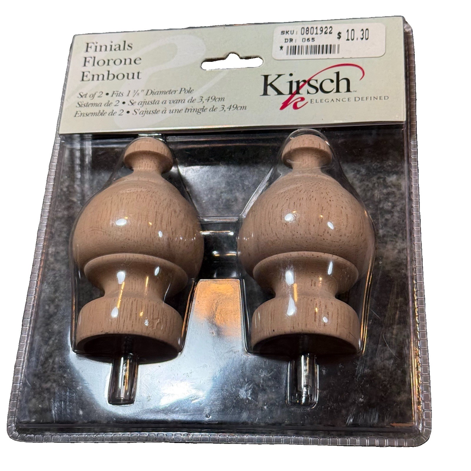 2 Wood Estate Finial, for 2” pole, Unfinished 5 3/4” Long