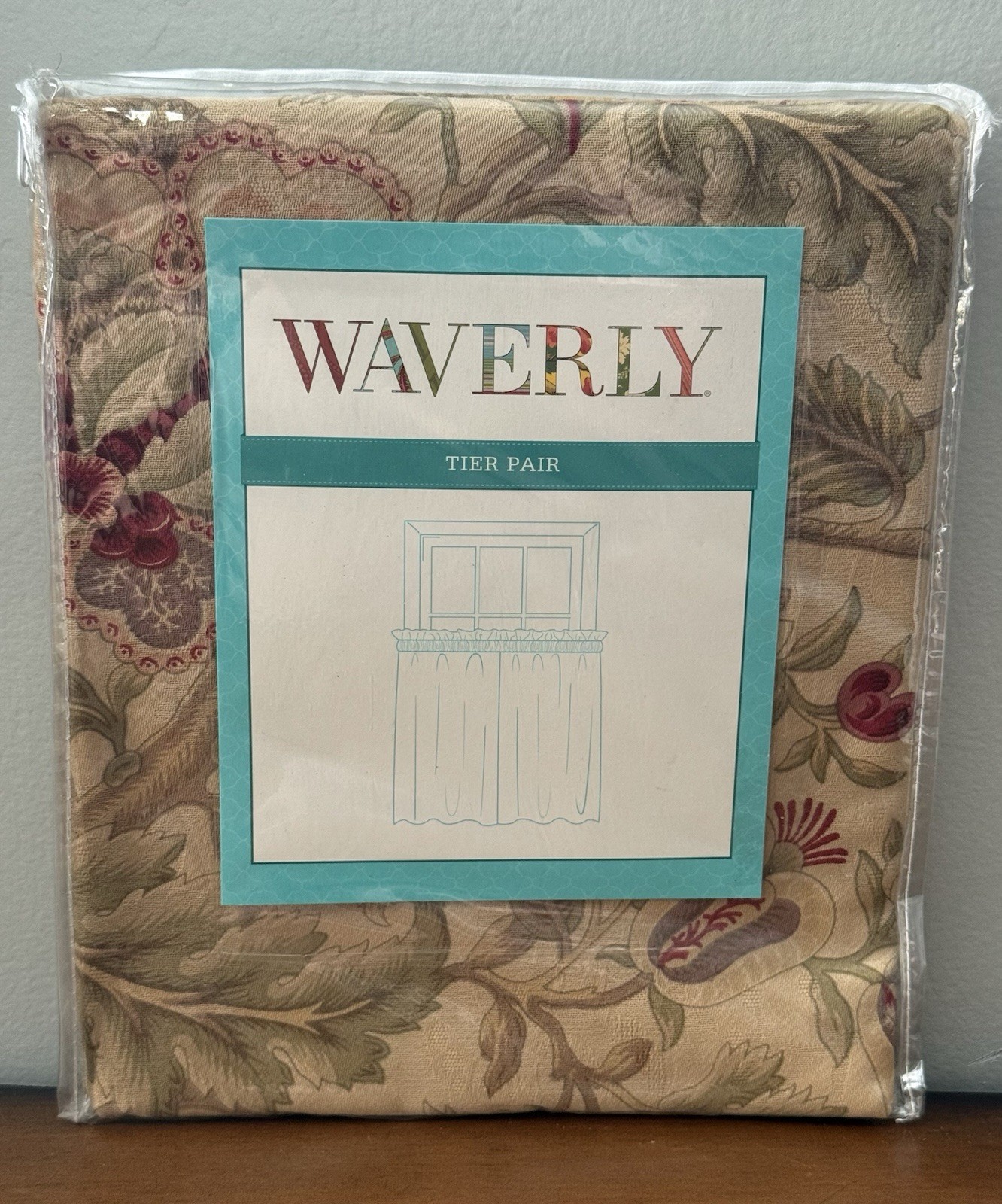 Waverly Imperial Dress Antique Tiers (1 Pair) Curtains L52″Wx24”L New Old Stock