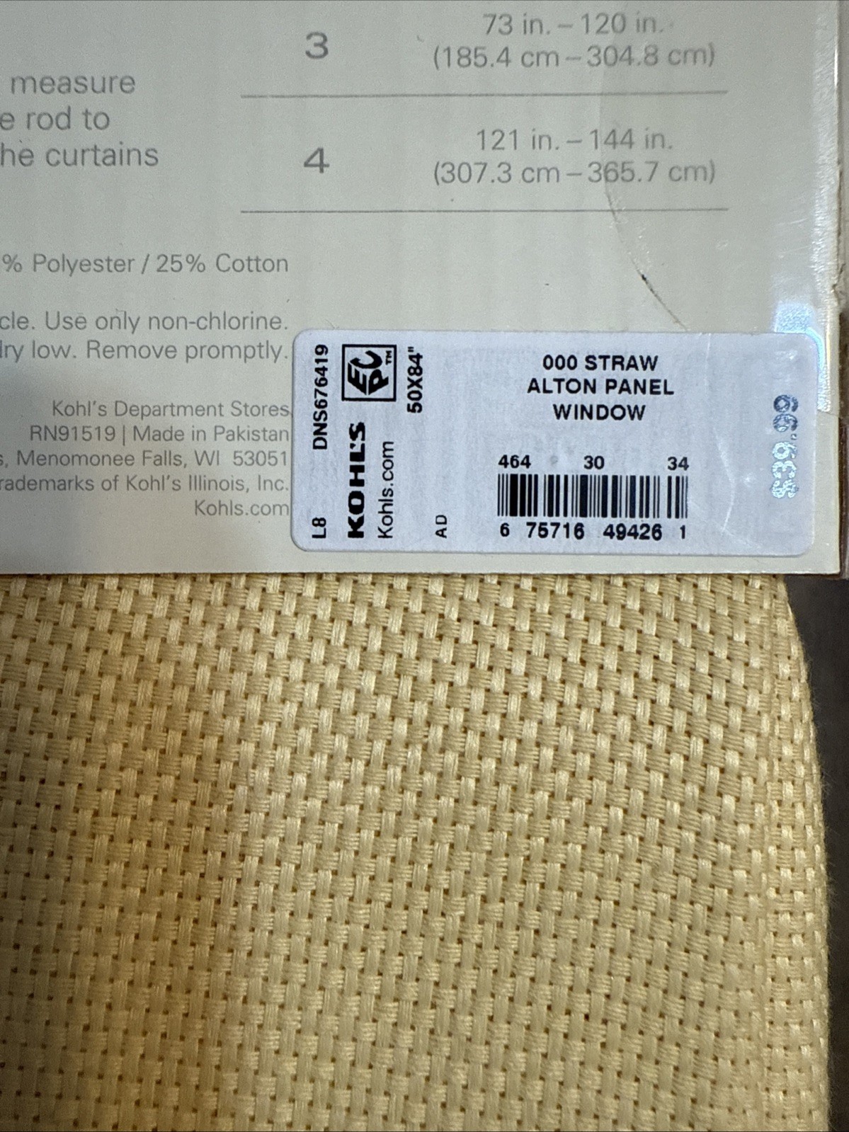 2 Panels Sonoma Alton Window Panel STRAW 50 x 84 Opaque Curtains From Kohl’s