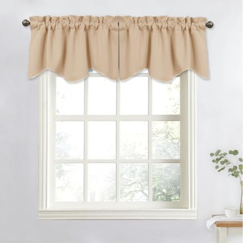 Thermal Room Darkening Valance – Short Curtain 52 inches by8 1 Biscotti Beige