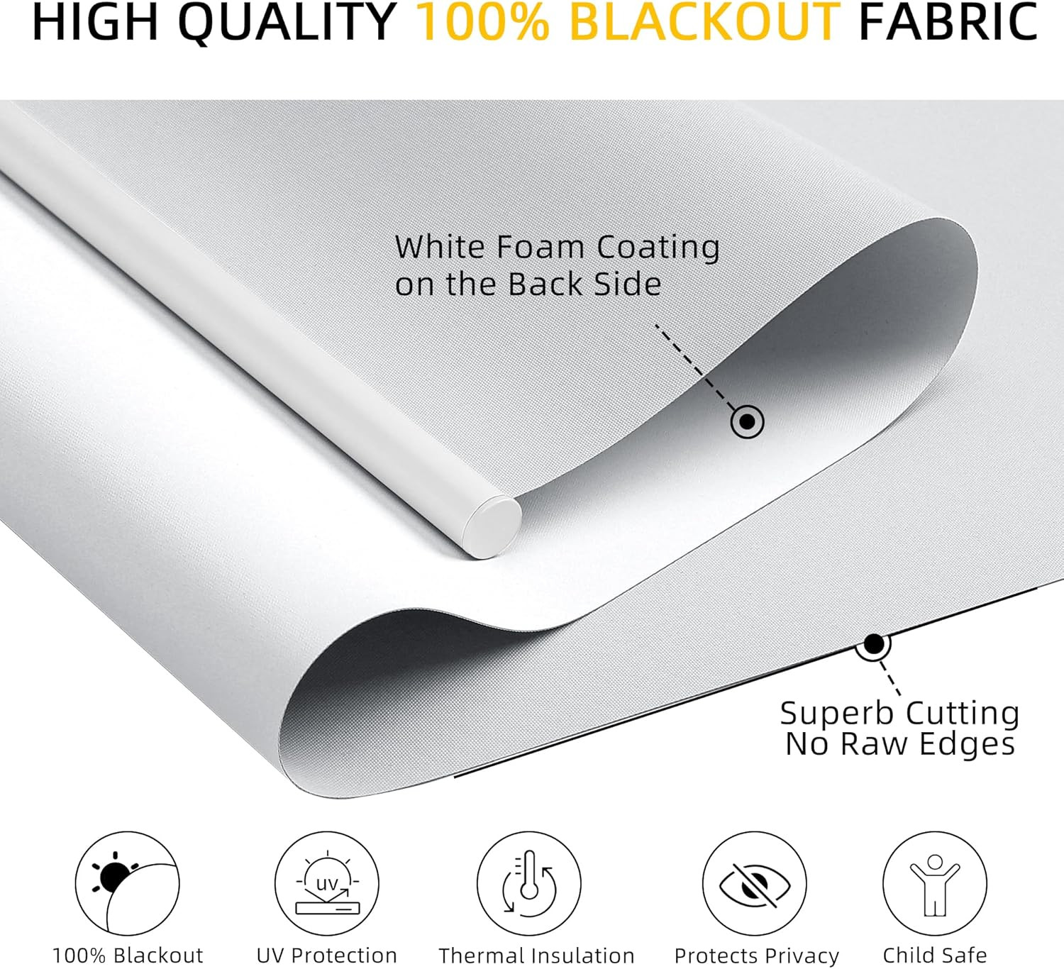 ChrisDowa Cordless Blackout Roller Shades for Windows, Thermal Insulated UV Prot