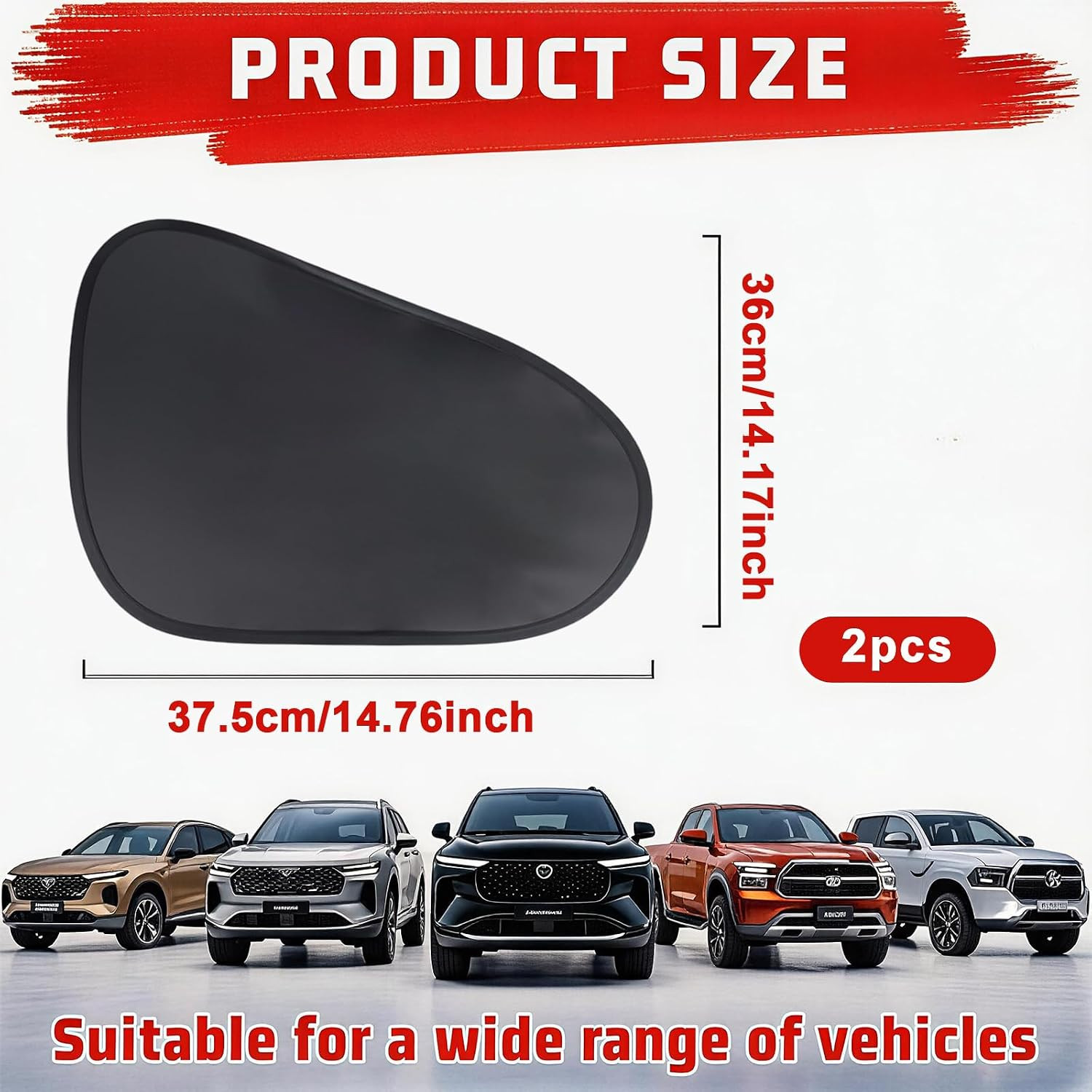 2 Pack Car Window Shades, Static Cling Car Shades for Side Windows, Side Window