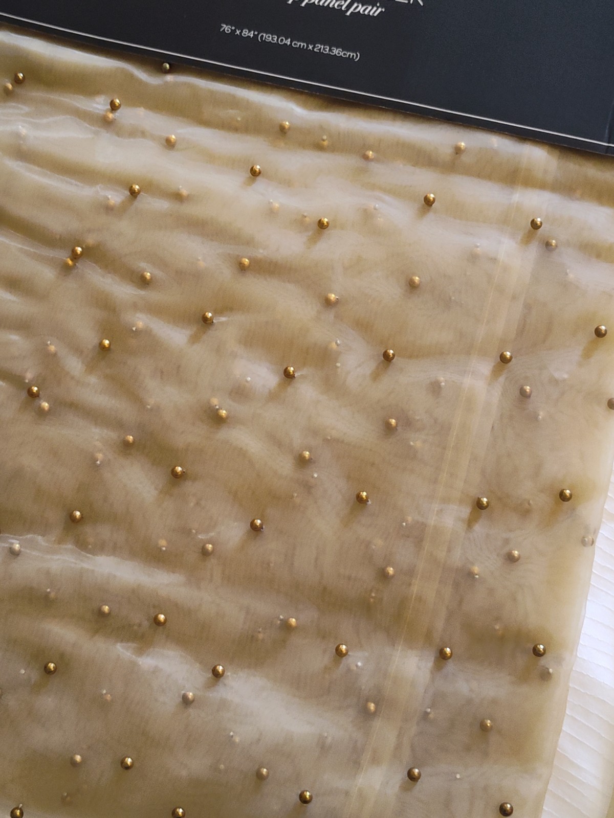 4pn New Tonal Gold Beaded Sheers Drapes Laura Ashley/ Waltham Marquee 76×84″