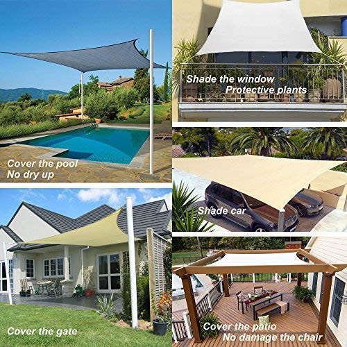 Rectangle Sun Shade Sail Canopy, 6′ x 8′ Patio x Rectangle, Sand