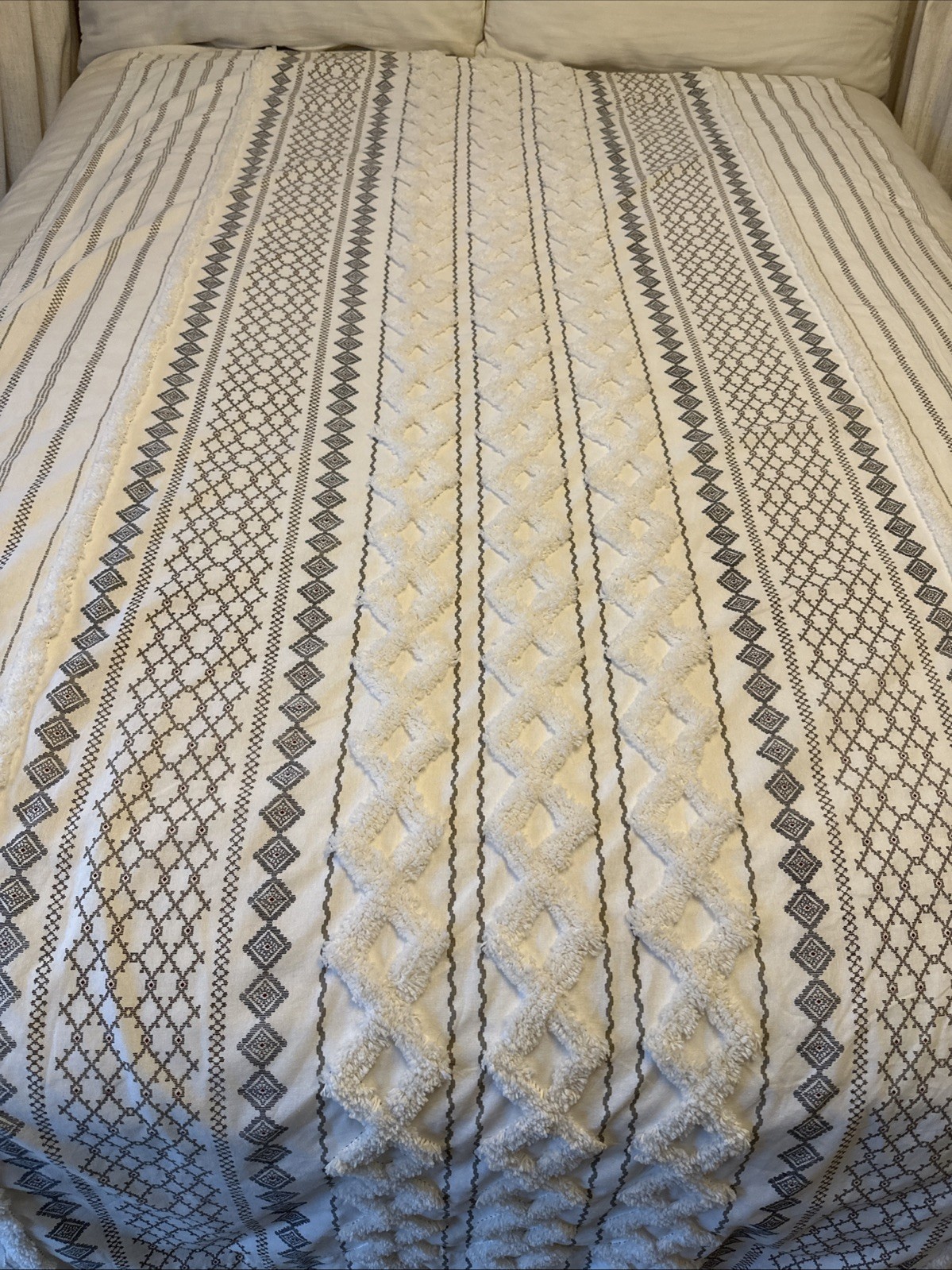 INK+IVY Imani 100% Cotton Single Panel Curtain Chenille 51”x85” Geometric Boho