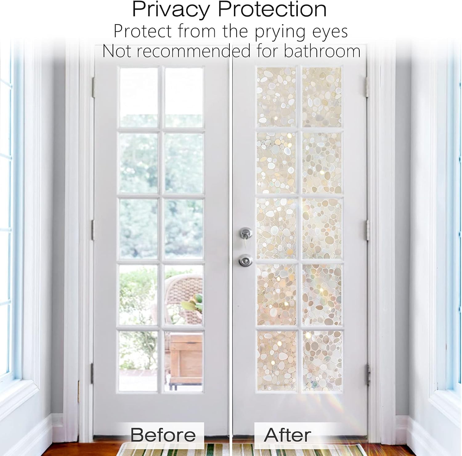 Window Privacy Film, Decorative Clings, UV Blocking 3D Pebble, 17.5 X 78.7 Inch