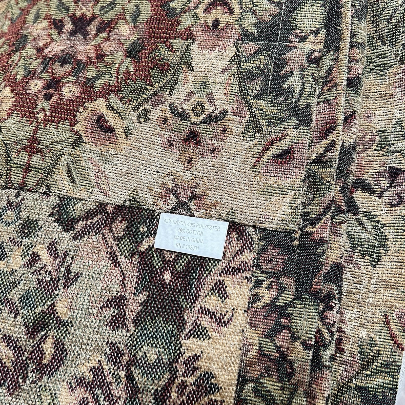 HEMPSTEAD 95″L Drapery Panels Tapestry Green Beige Burgundy tan Floral 2 pc new