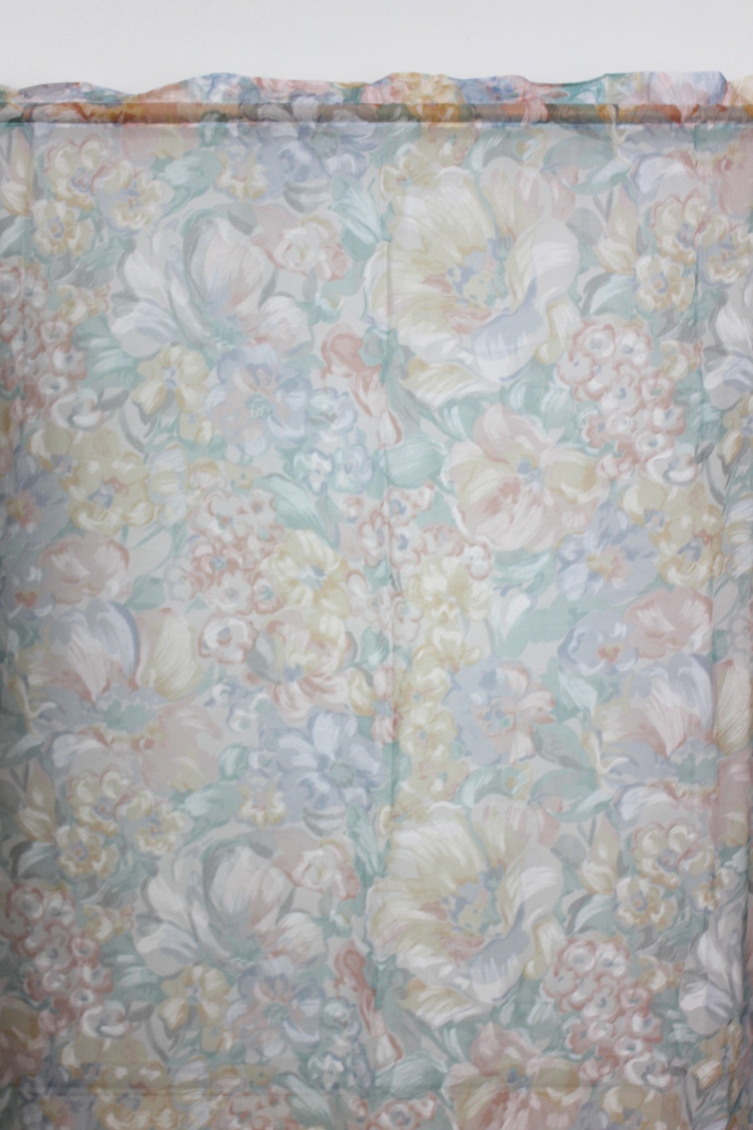 Vtg 80s Palm Beach Pastel Curtains Abstract Floral Semi-Sheer Panels 59×84 Pair