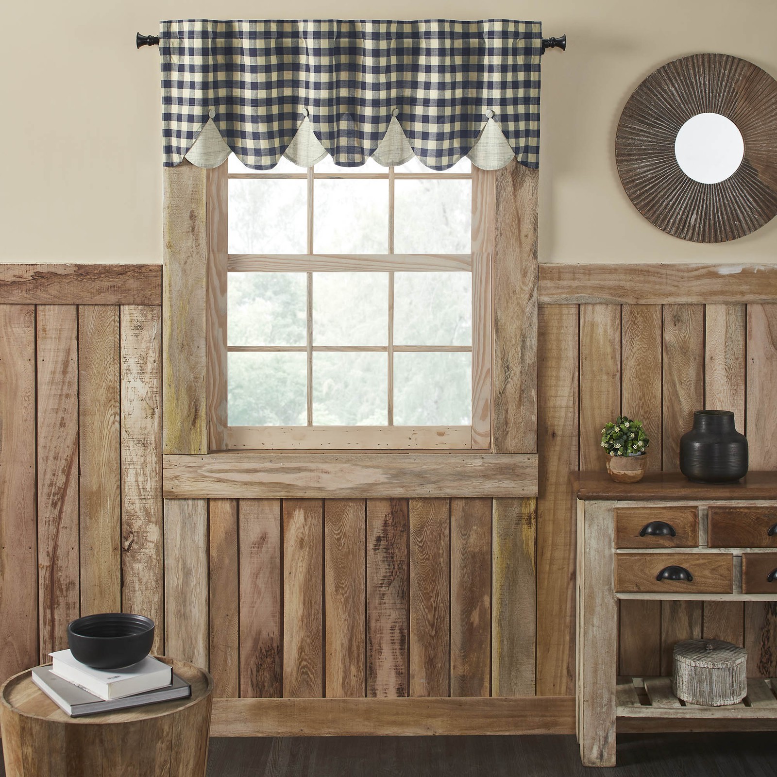 VHC Brands My Country Scalloped Layered Valance 18×60