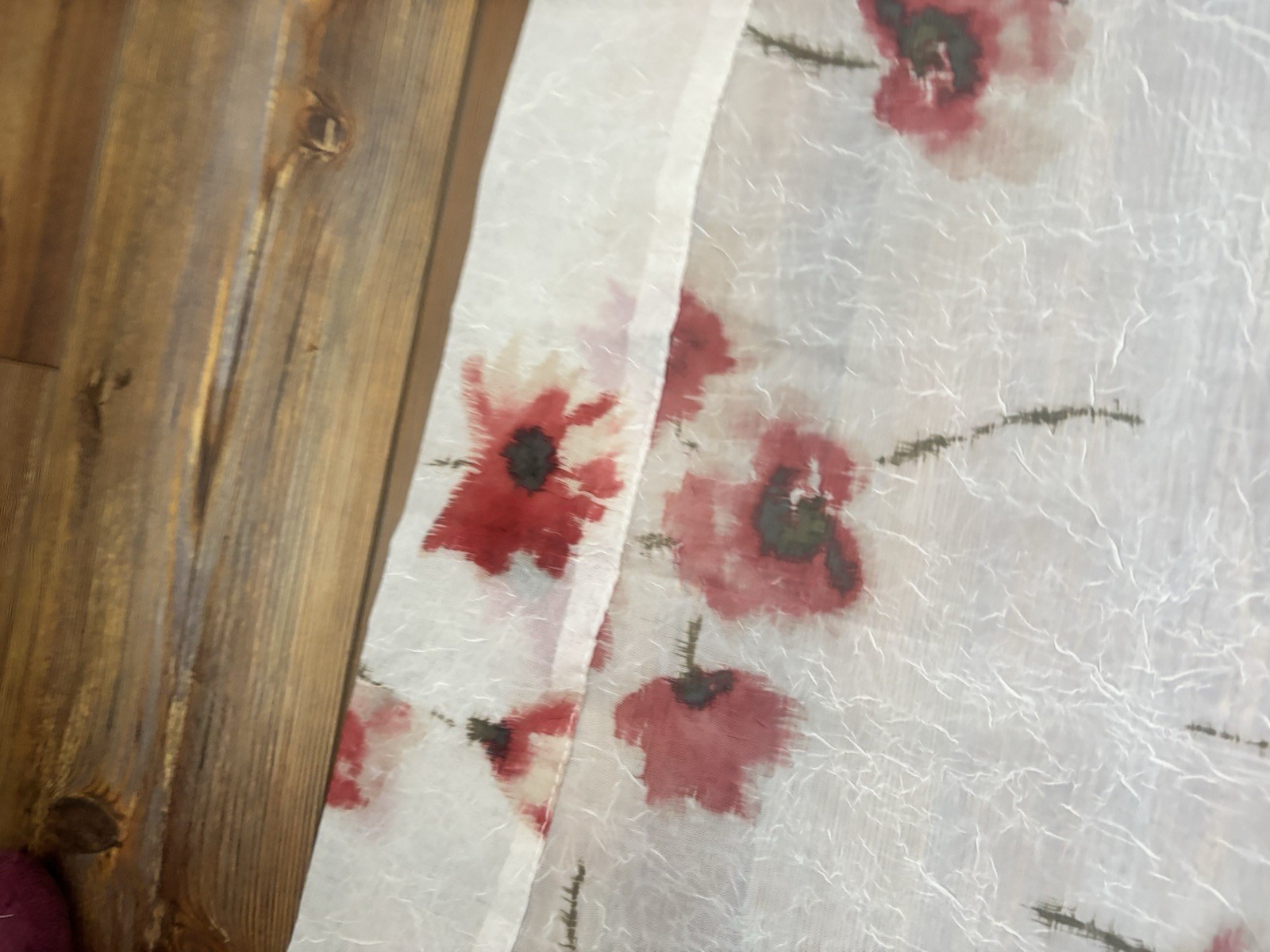 Unbranded Red Poppies SEMI-SHEER ROD POCKET PANELS (4) 49”x84” Floral