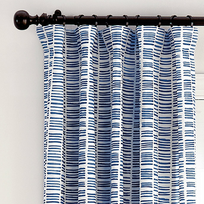 Ballard Designs Hatch Geometric Drapes Set 2 Navy Blue 84 Curtains Panels Pair🦩