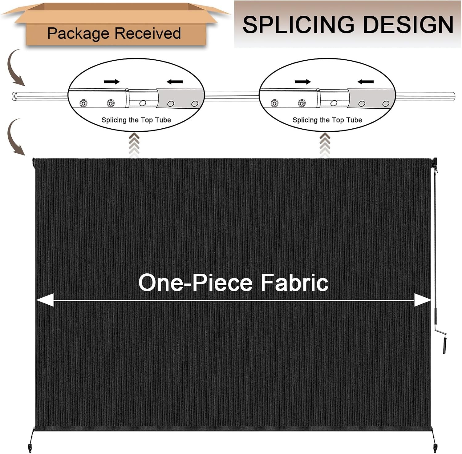 Outdoor Roller Shades for Patio, 10′ W x 8′ H Cordless Patio Shades Roll Up