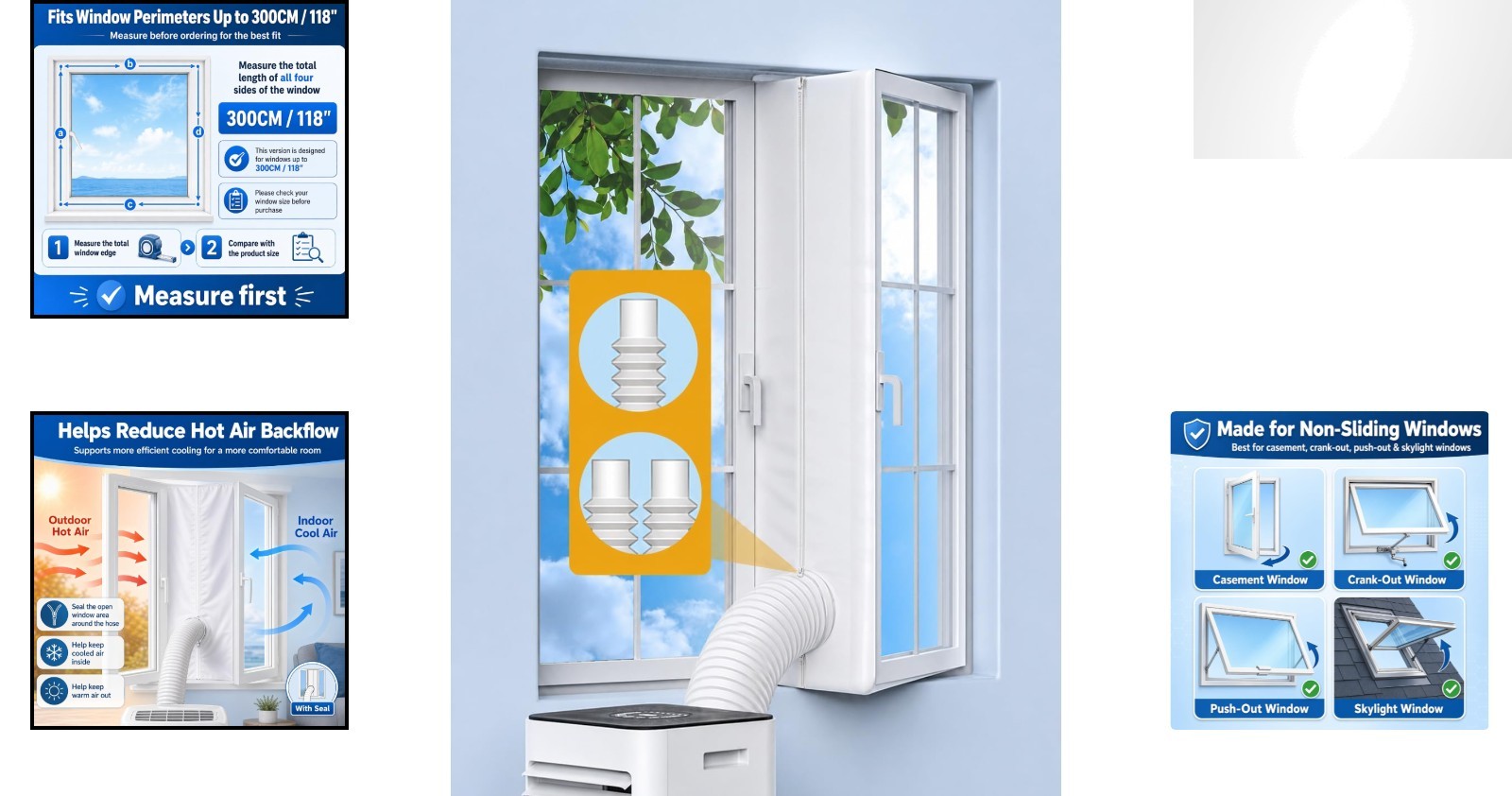 Water-Resistant Portable AC Seal Kit for Casement Windows – 118″ No-Drill Design