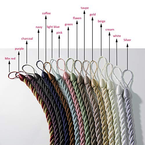 Curtain Ropes Tiebacks Tie-Backs, Curtain Handmade Holdbacks with 2pack Beige