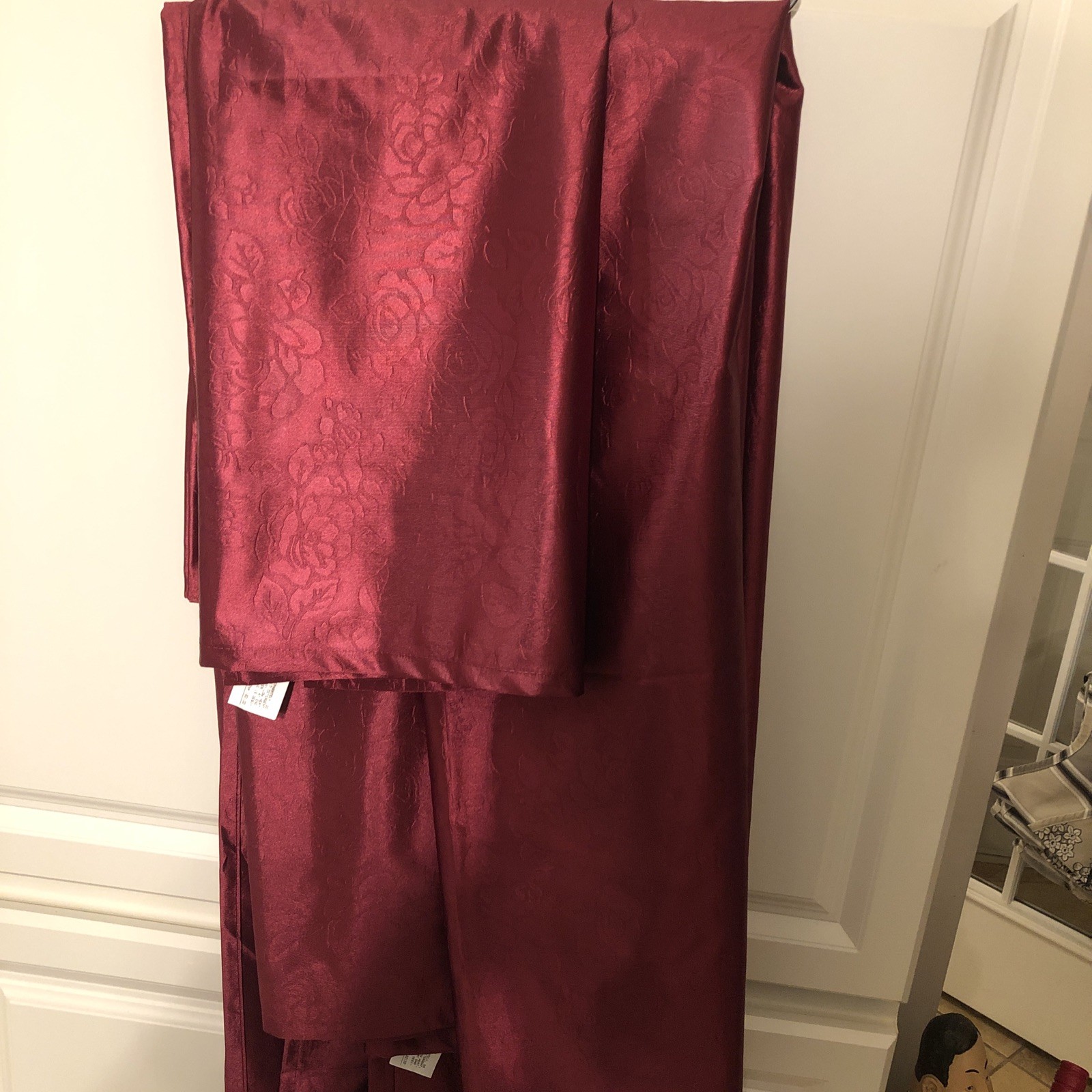 Burgundy Embossed Solid Window Scarf valance Window Treatment (Single) 42×144