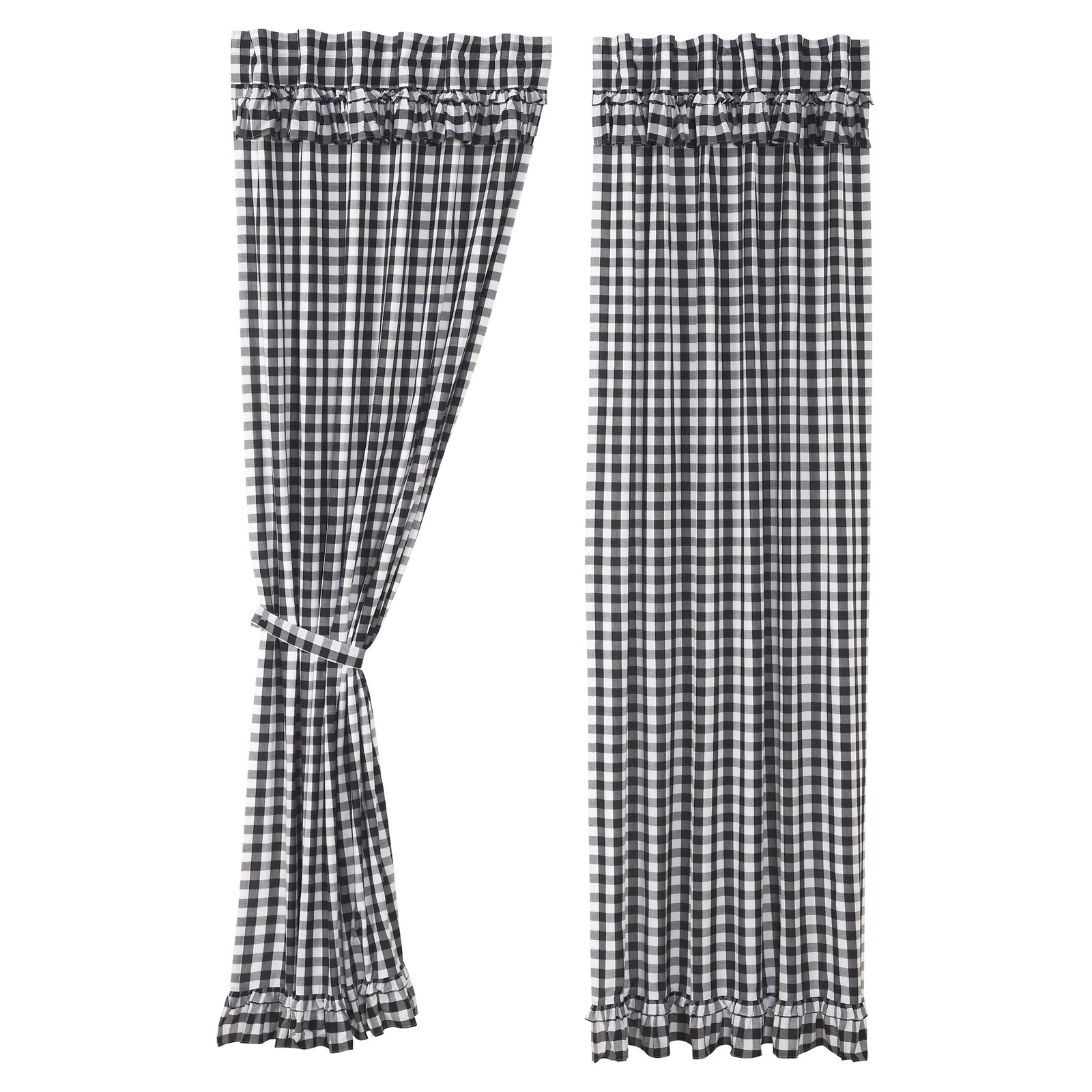 Panels Annie Buffalo Black Check Ruffled Farmhouse 96×50 Set of 2 VHC Brands