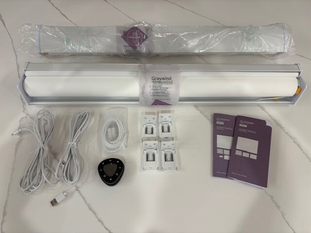 Greywind Motorized Zebra Blinds w/Remote (Set of 2)