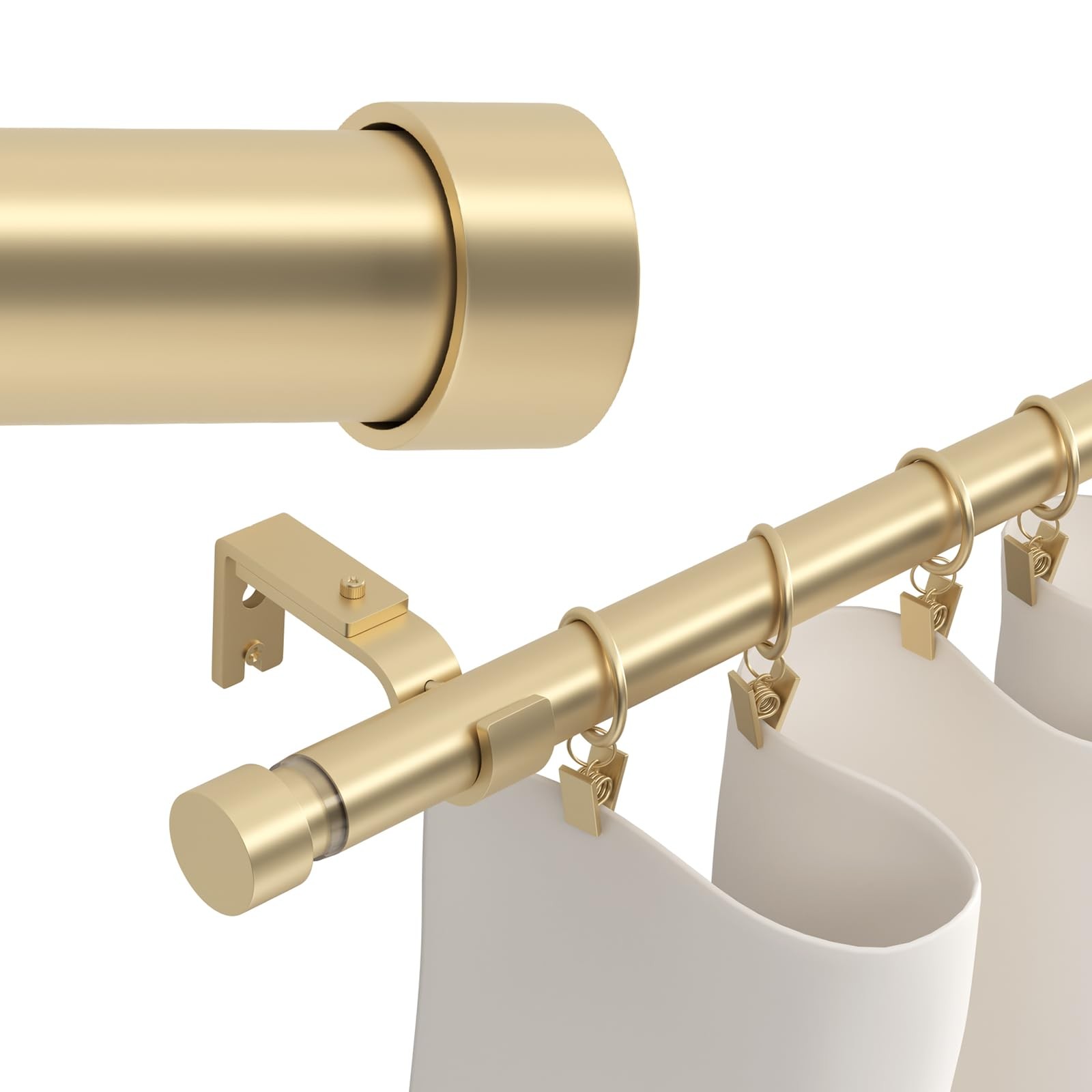 Gold Extra Long Curtain Rods 120-inch to 170-inch, 1 inch Heavy Duty Drapery …
