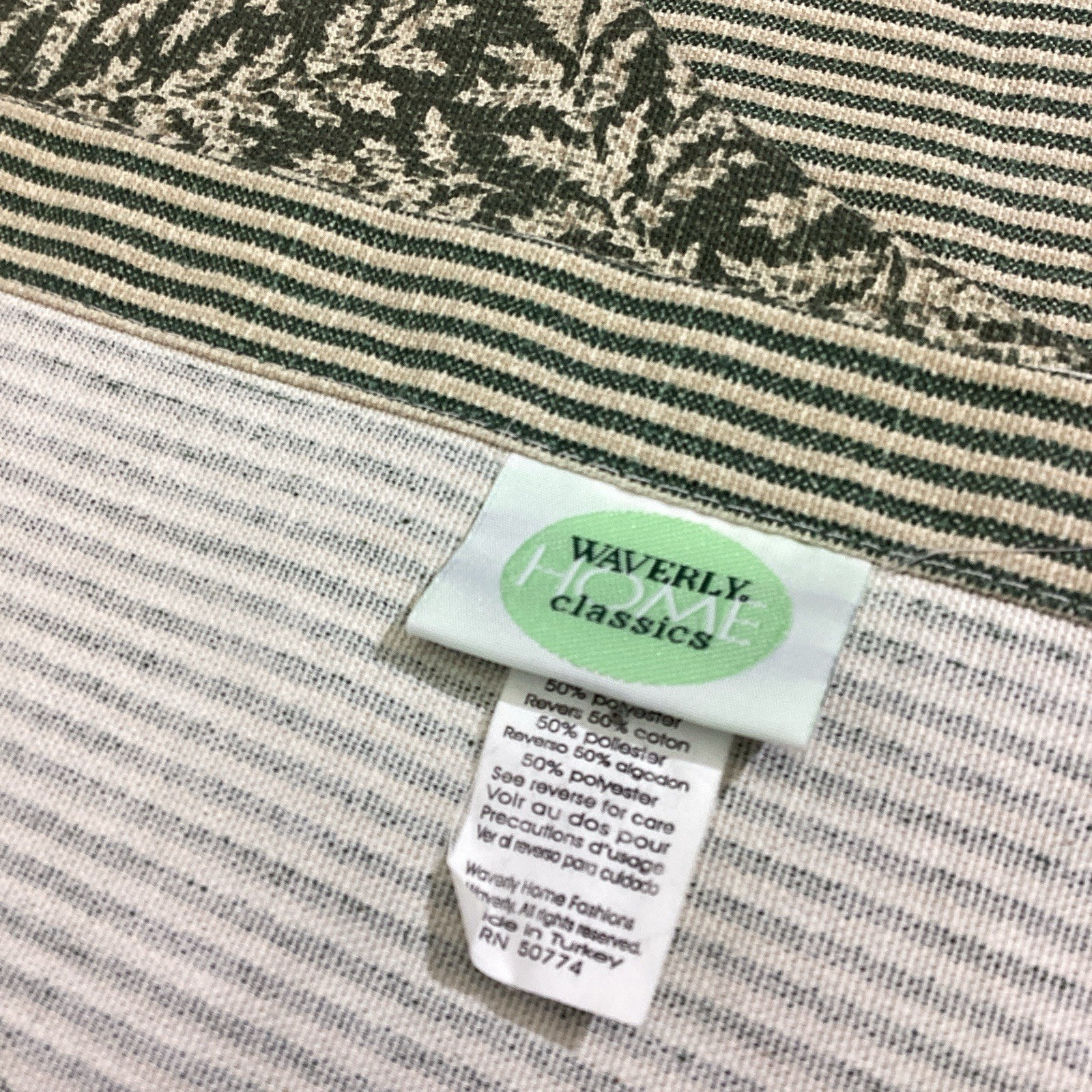 NEW Waverly Fernwood Green Tiered over Ticking Stripe Valance 54 x 13.5