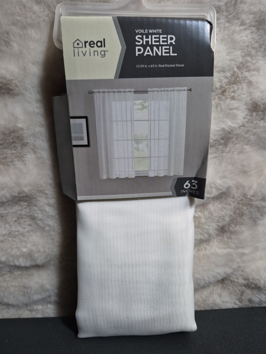 Real Living Sheer Panel Voile White Rod Pocket Panel 59×63 In