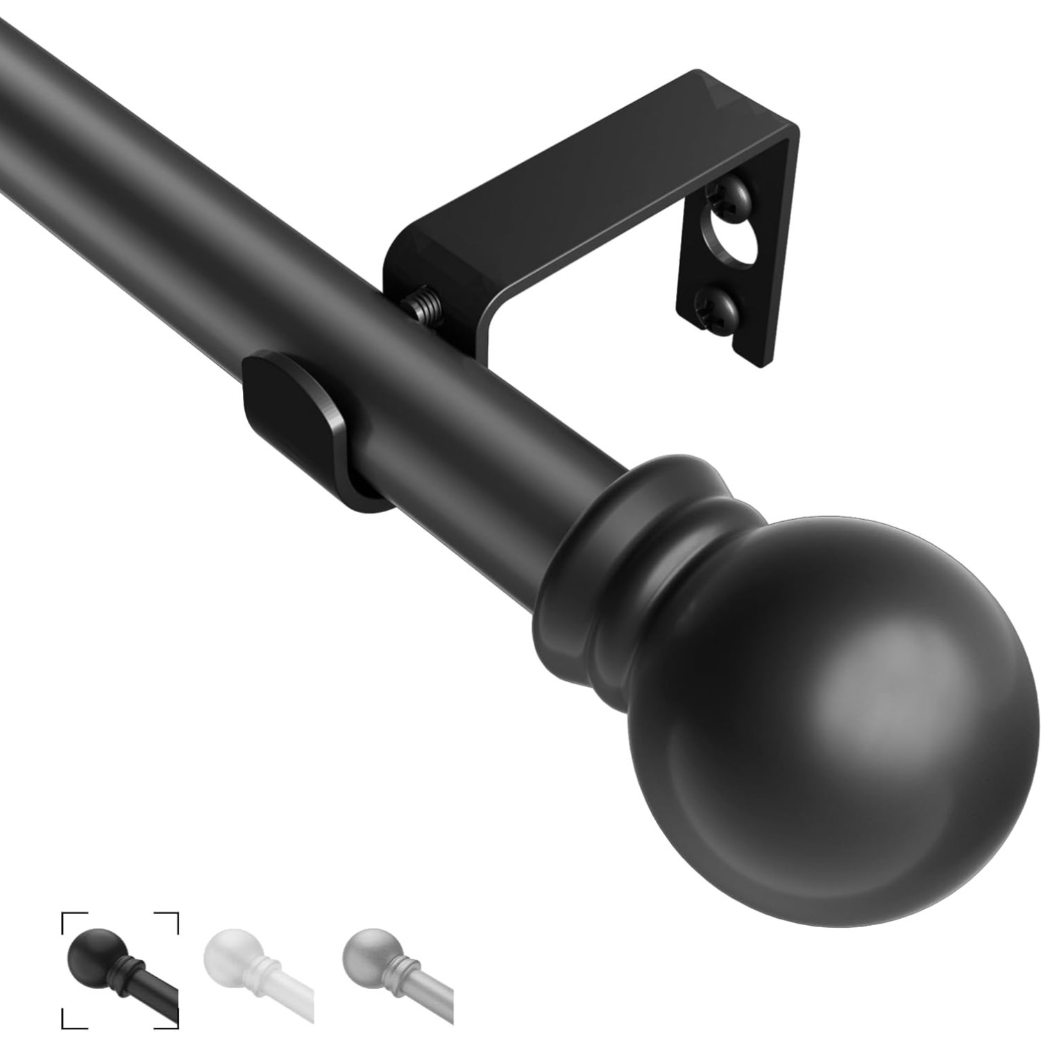 Black Curtain Rods 35″-46″, Adjustable Drapery Rod 5/8 Inch