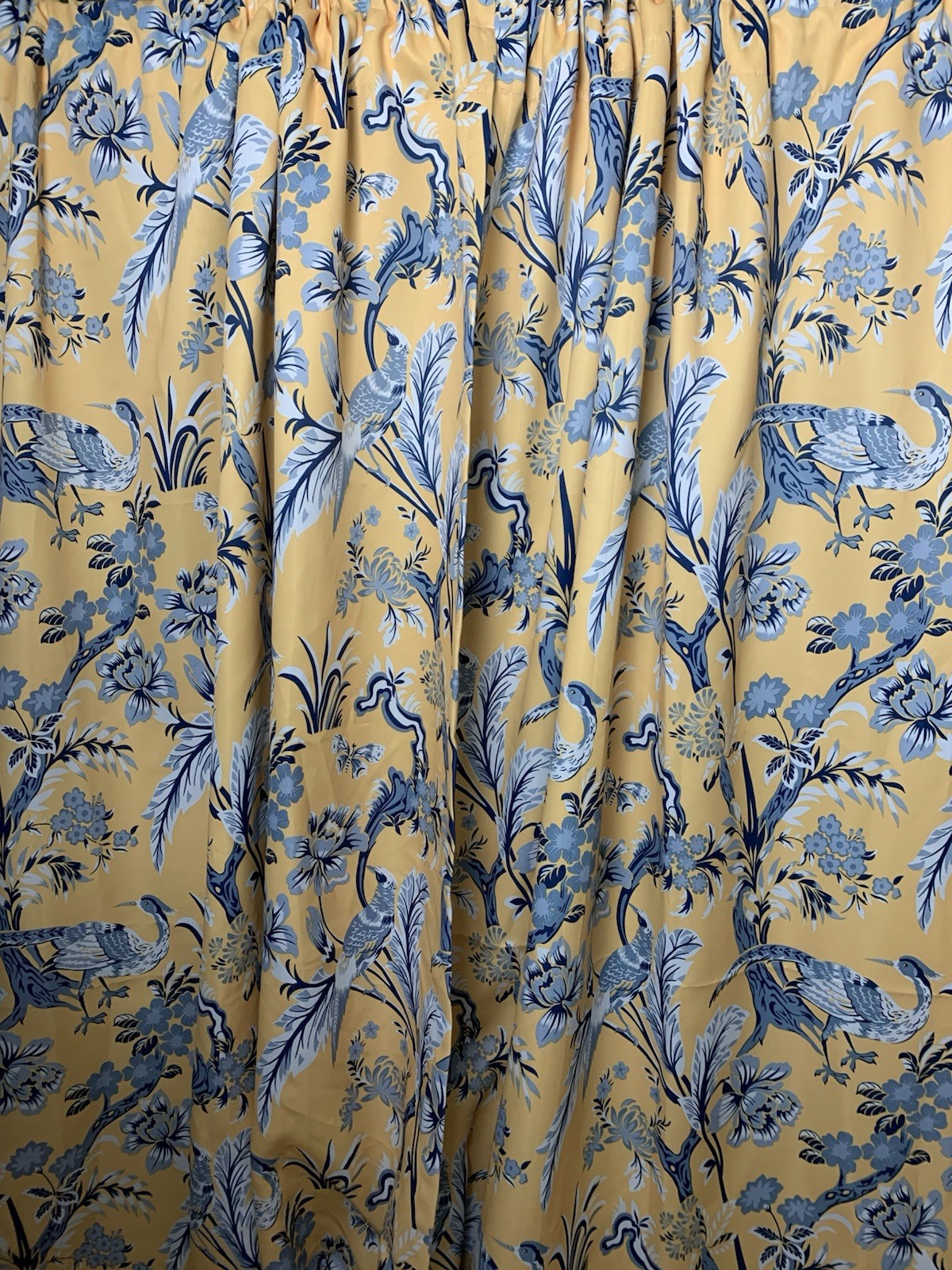Half Moon Drapes Delores Floral Bird Blue Yellow 52″x 84″ – 2 Panels (RSP $130)