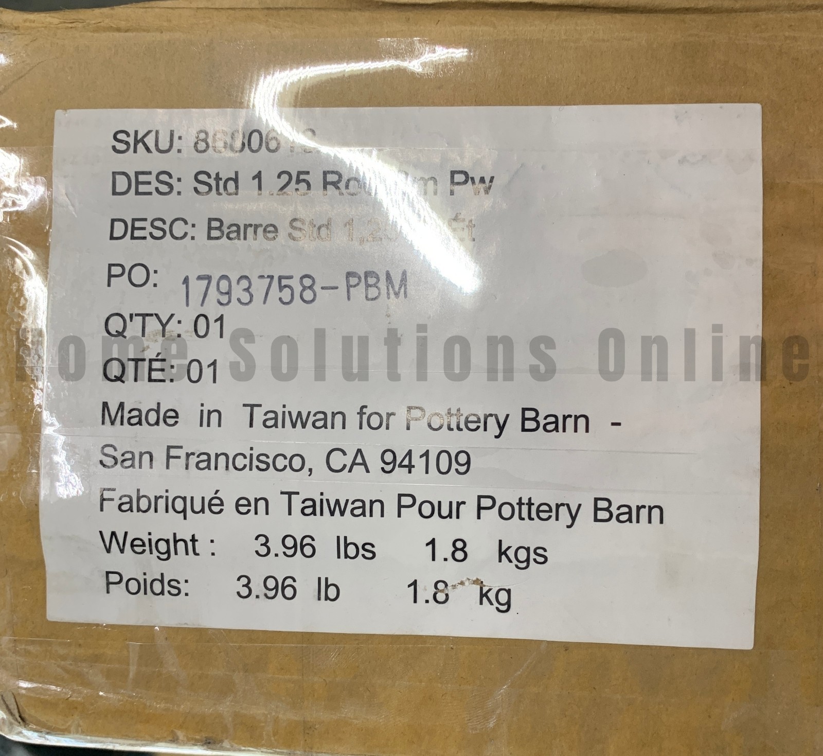 Pottery Barn Standard Curtain Rod Wall Bracket Pewter 1.25″ 28-48 #R5013