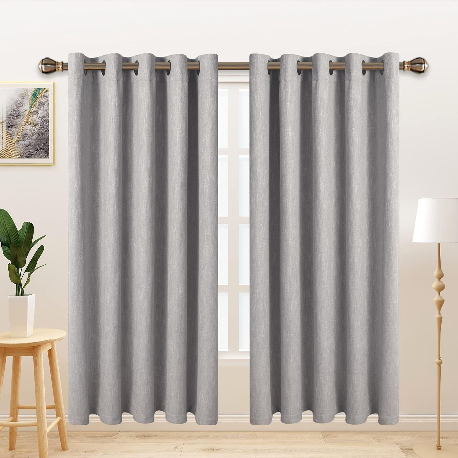 Linen Look Blackout Curtains with Thermal Liner, 70×72″, Set of 2 Panels