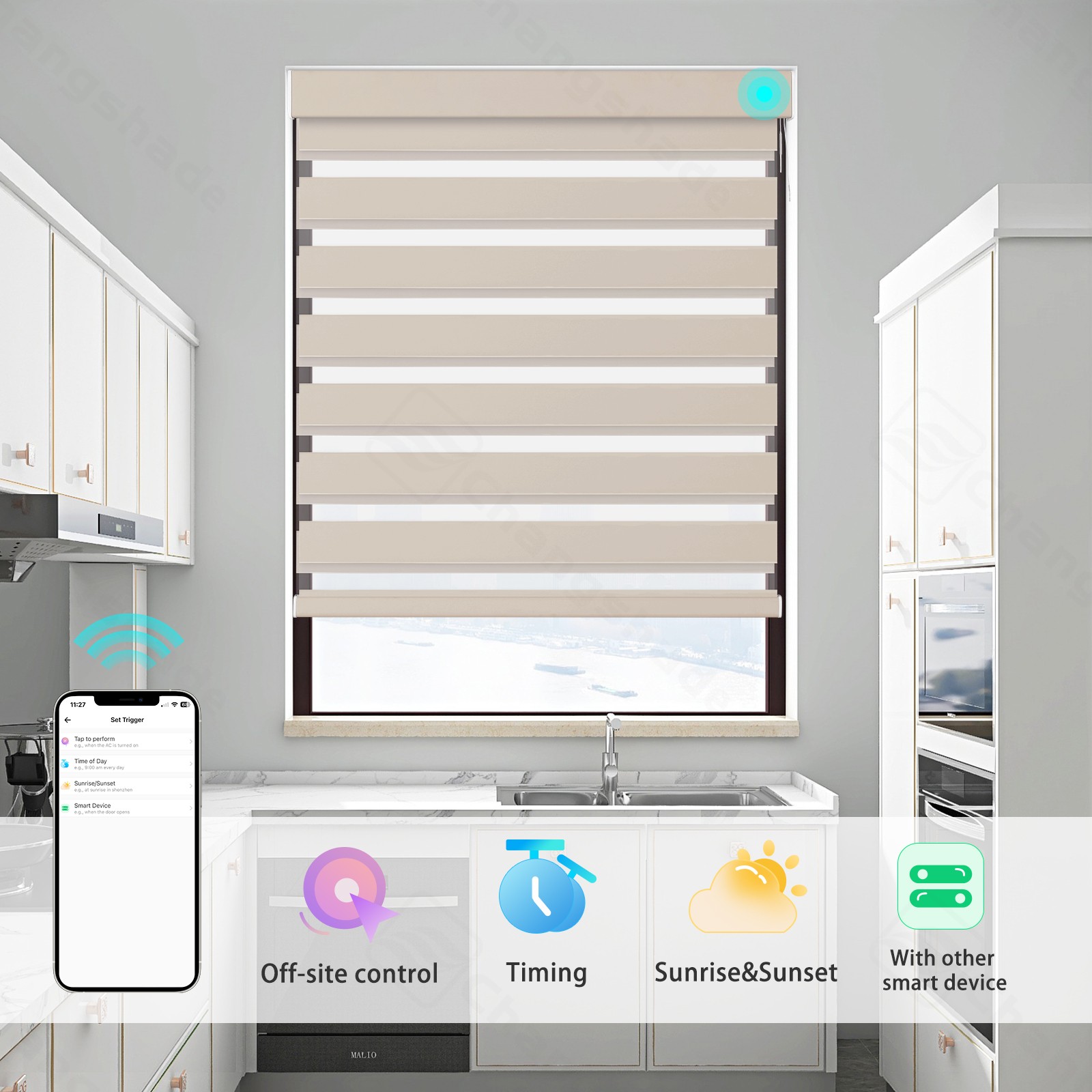 Changshade CUSTOM Smart Motorized Zebra Shades Remote Control Roller Blinds