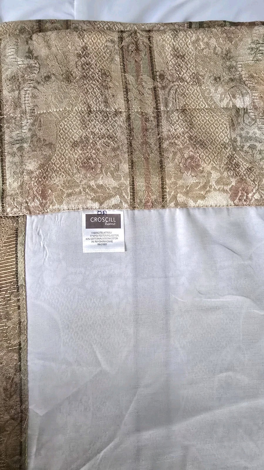 Vtg Croscill 4 Curtain Panels 86×53” Jacquard Damask Floral Beige Golden Pink