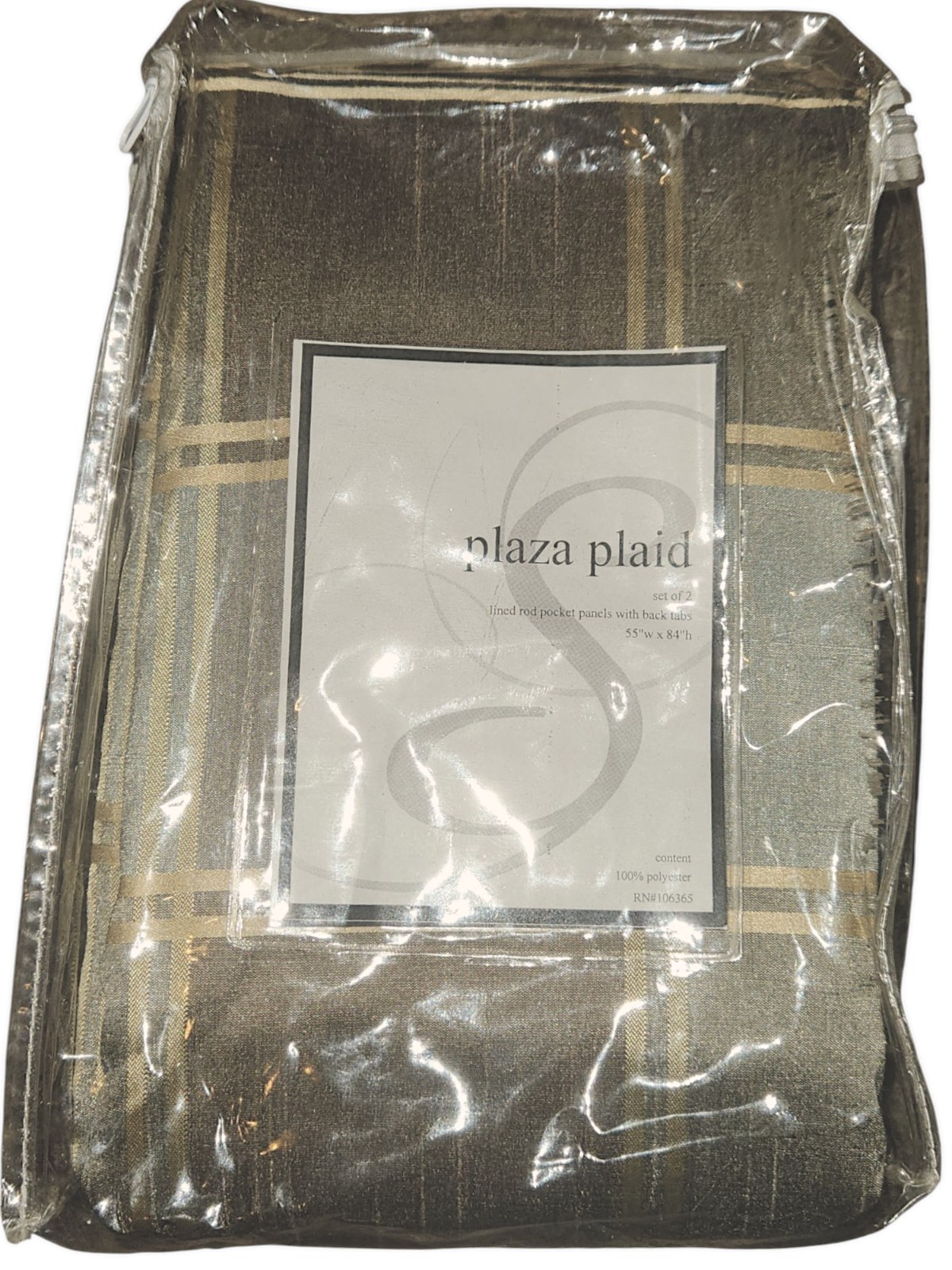 Plaza Plaid Lined Rod Pocket 2 Panels with Back Tab (One Pair) 55″w x 84″L NIP