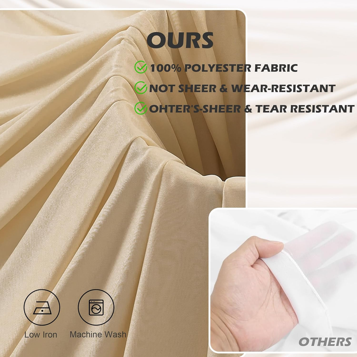 30 Ft×20 Ft Beige Ceiling Curtain Drapes for Weddings Parties,Wrinkle Free Polye