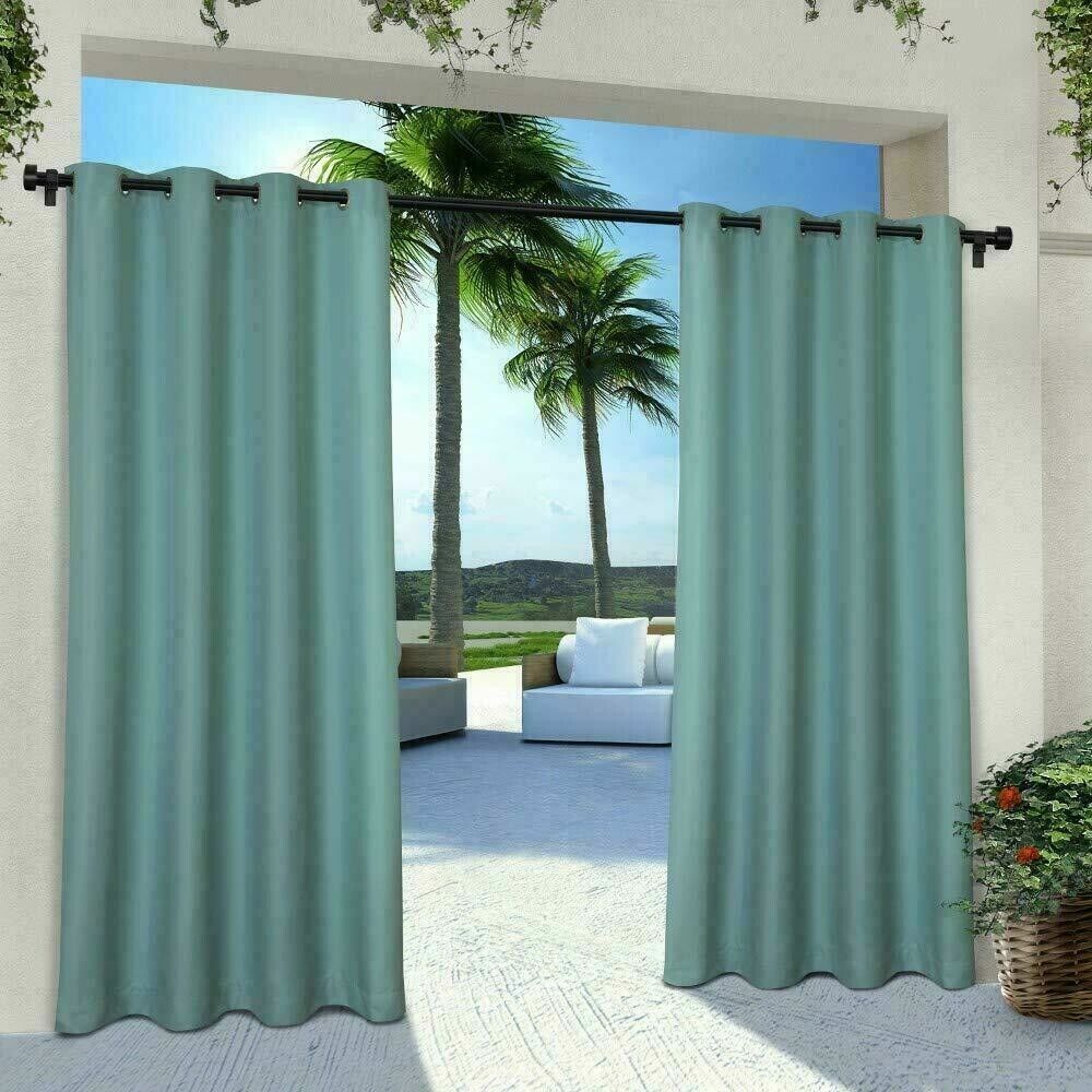 Exclusive Home Curtains Indoor/Outdoor 2 Panel 54 X 108 IN Cabana Teal new