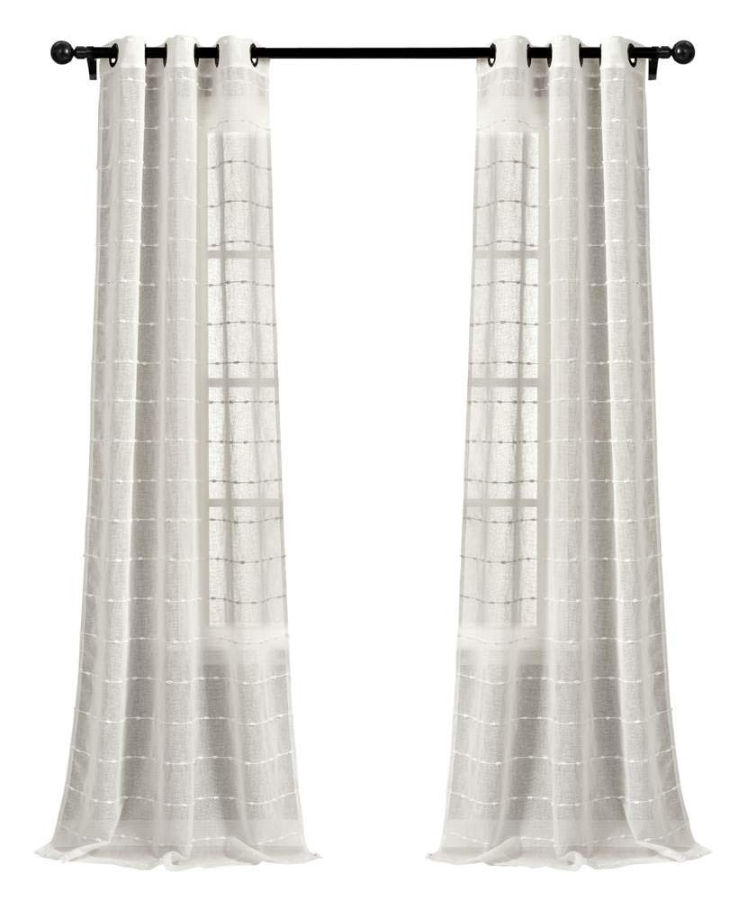 Lush Decor Farmhouse Textured Grommet Sheer 38″W x 84″L (Pack of 2), White