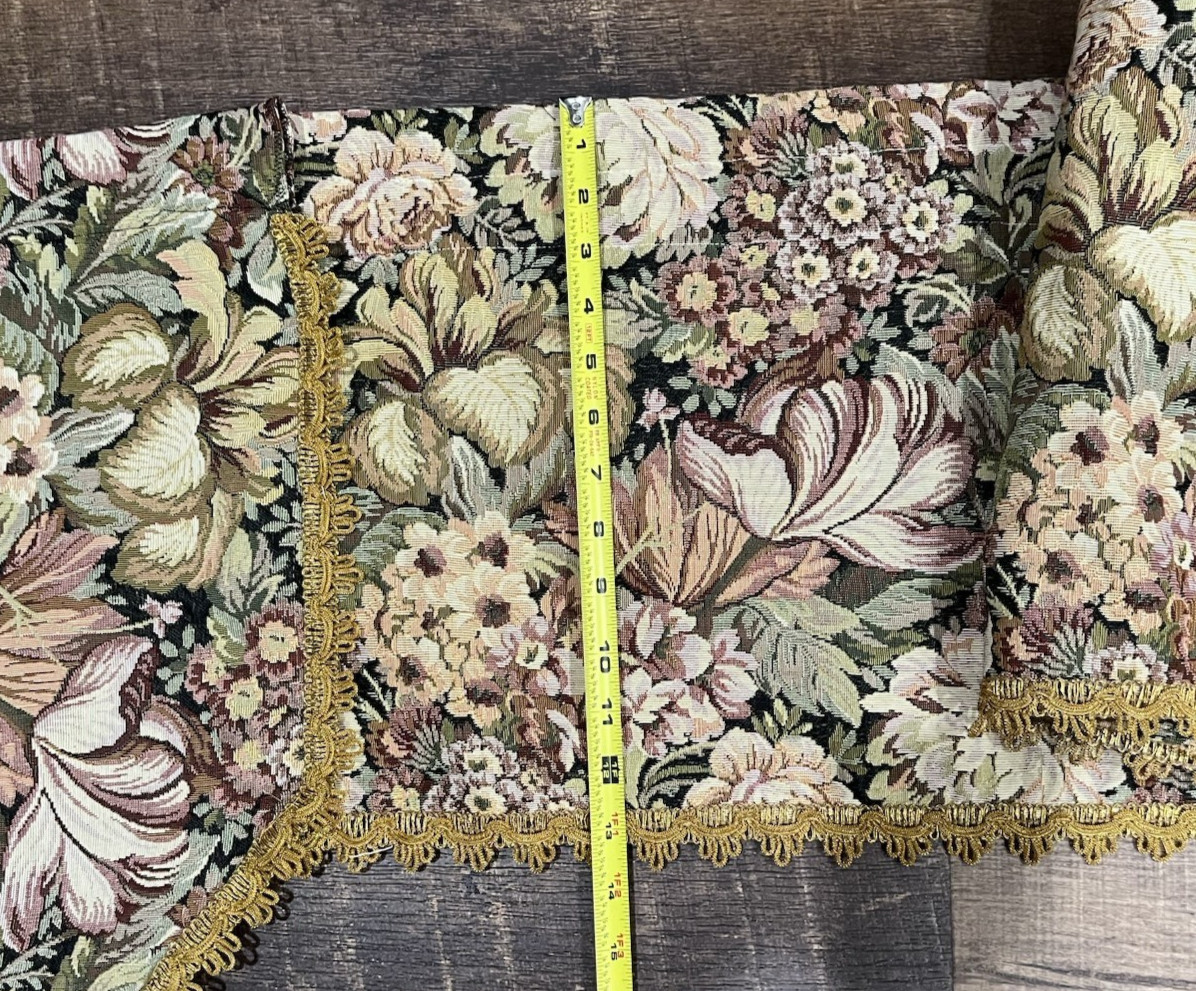 Tapestry Brocade Window Valance Handmade 92 in. Medieval Castle Gold Trim
