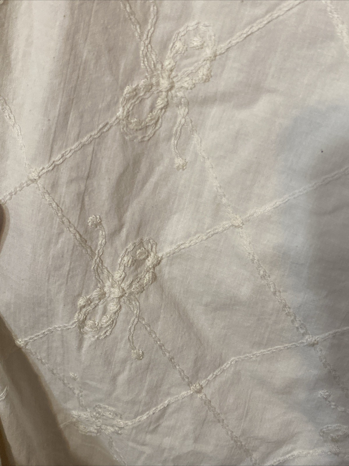 Vintage White Embroidered Curtain 100% Cotton USA Lined Weighted Set 37×81”