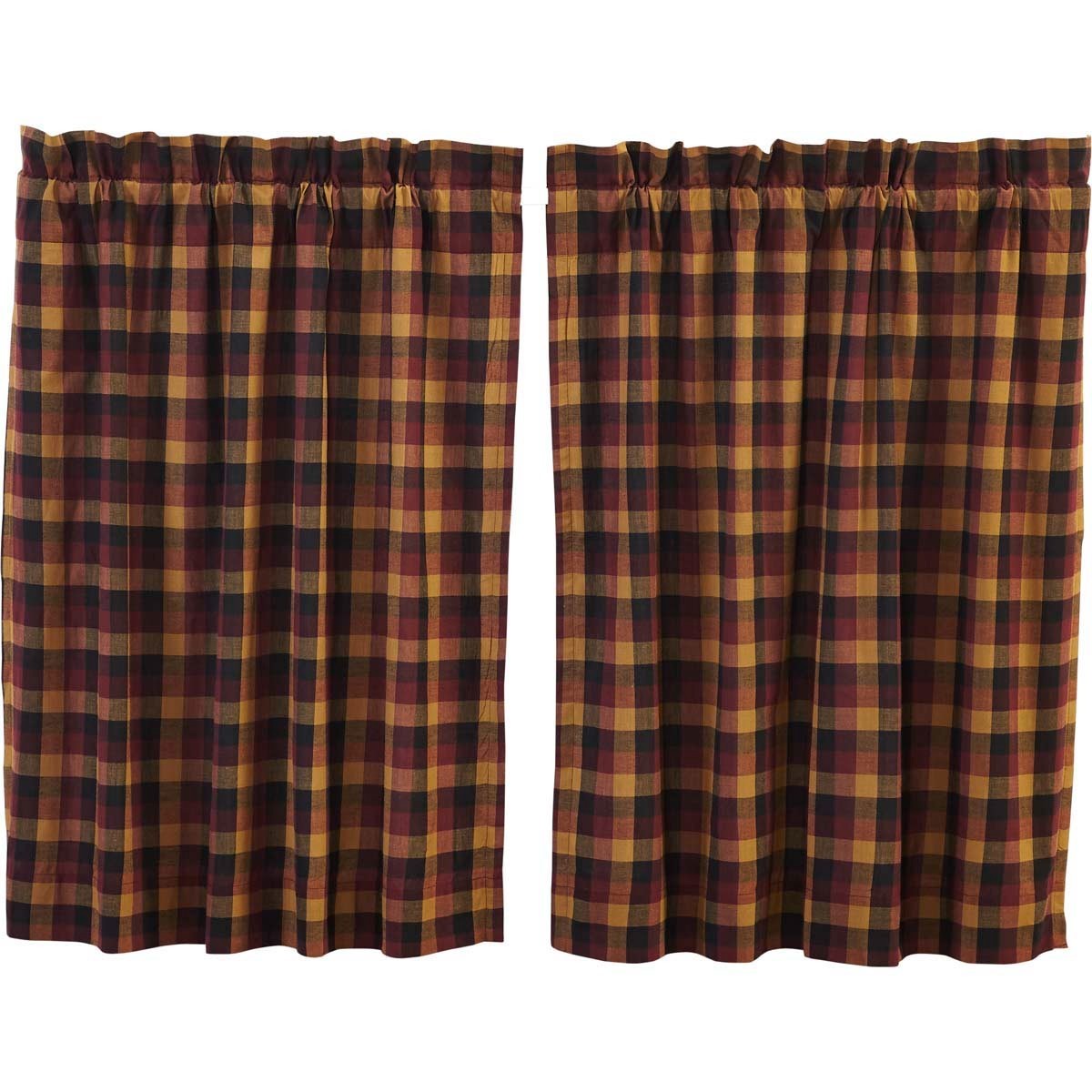 Kettle Grove Applique’ Crow & Star Country 24″ Tier Set Cafe’ CURTAINS Ditsy
