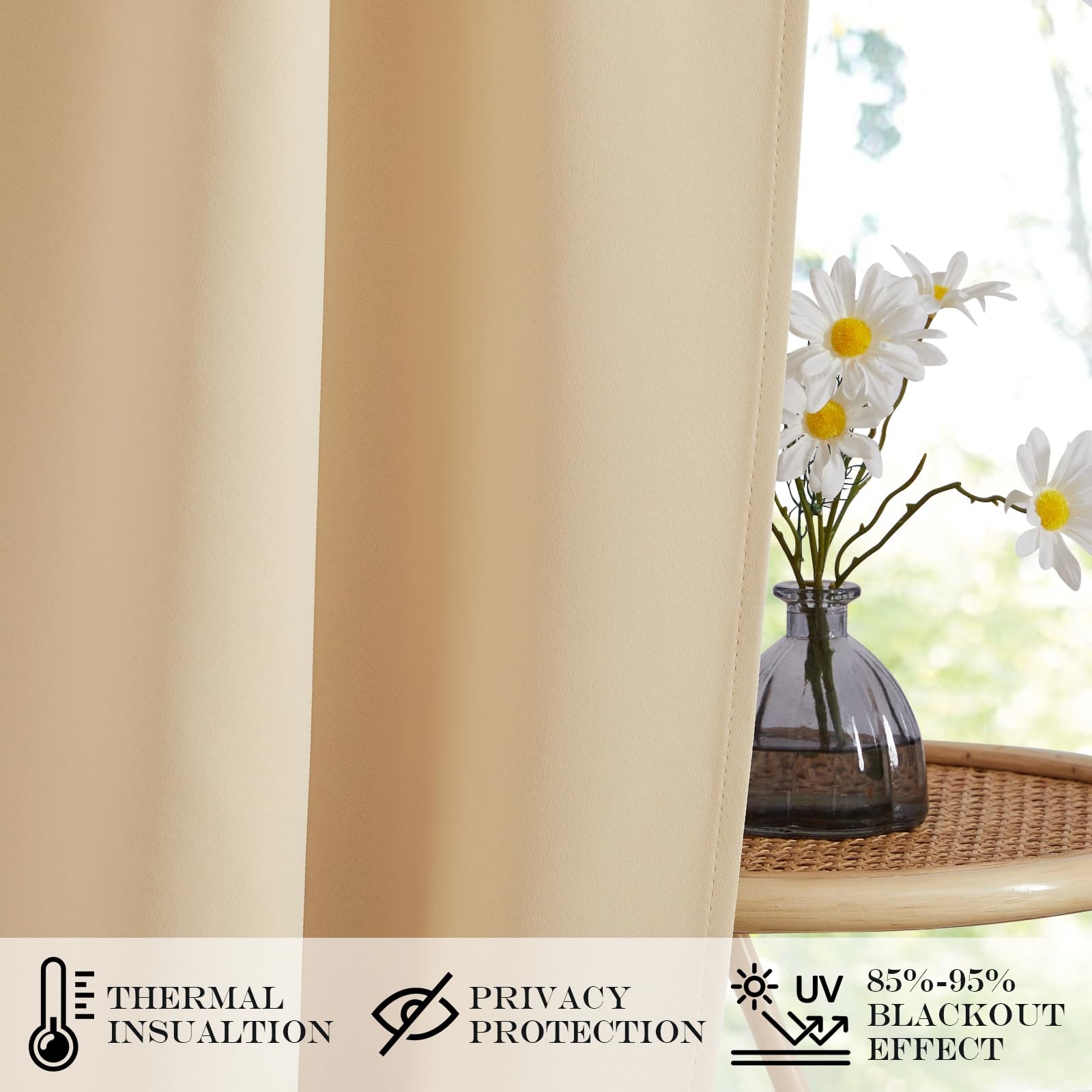 NICETOWN French Door Curtain 36″ W x 80″ L Biscotti Beige 1 Panel