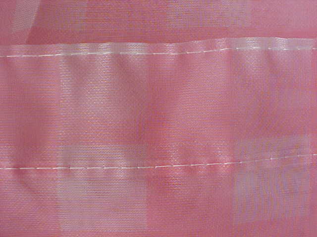 Curtains Set Pink and White Sheer Large Gingham Checked Print Valance & Curtains