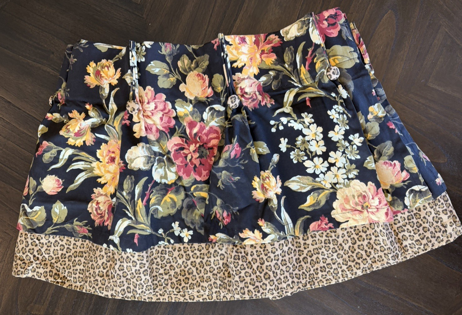 Vintage Black Floral Leopard Valance Curtain Pair 2 PC American Living 18 X 48