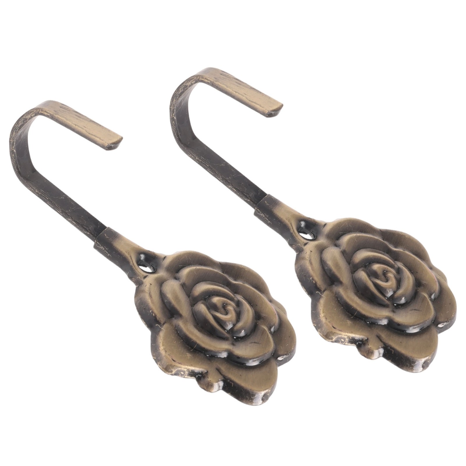 2Pcs Metal Rose Flower Curtain Tie Back Tieback Holders Wall Hooks Decor V7G3