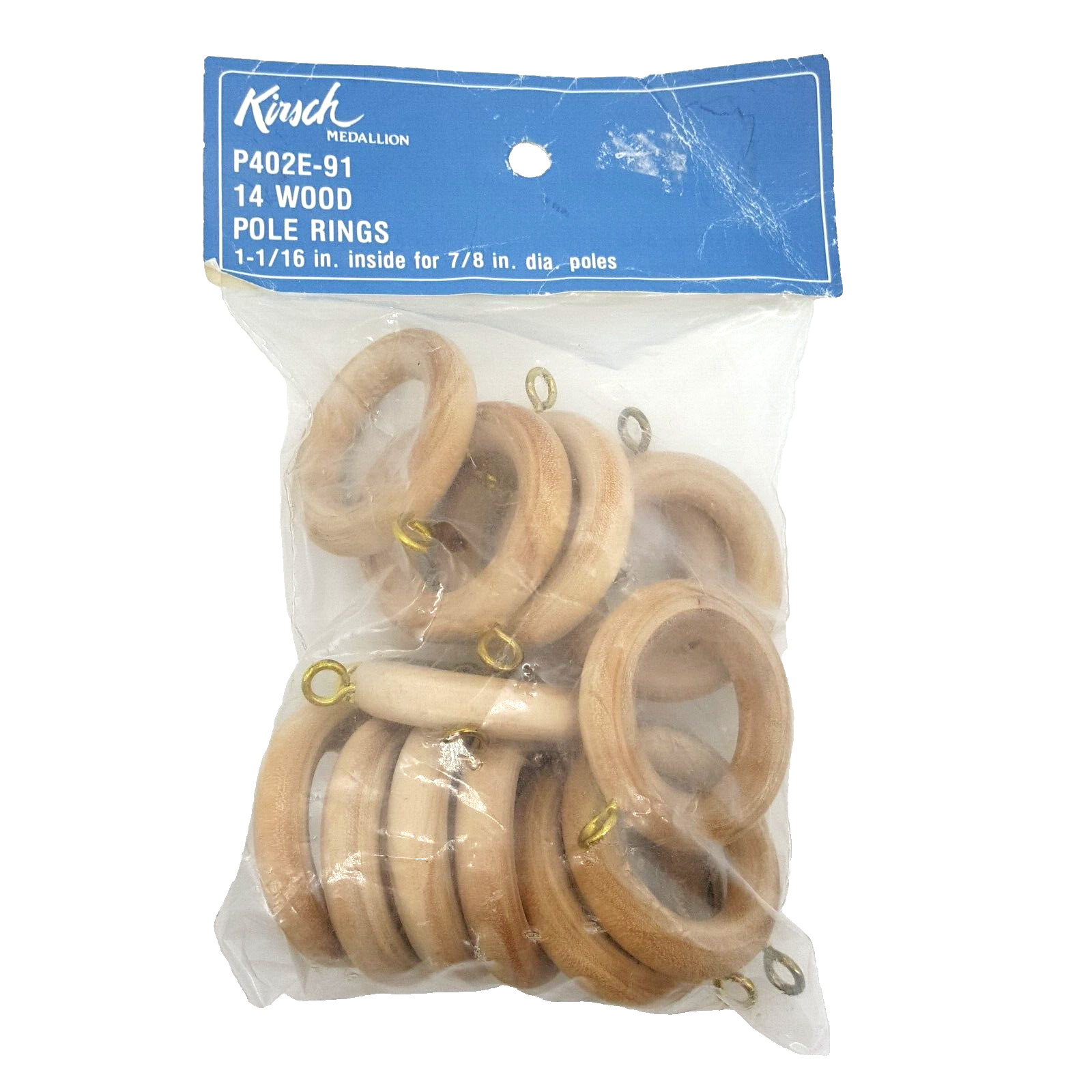 Kirsch Natural Unfinished Wood Curtain Rod Rings for 7/8″ Pole (14) NEW
