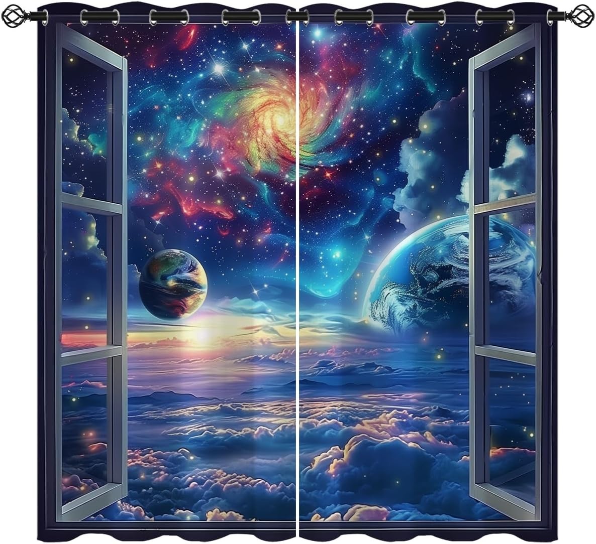 Space Galaxy Blackout Curtains for Girls Boys Kids Home Decor, Universe Nebula
