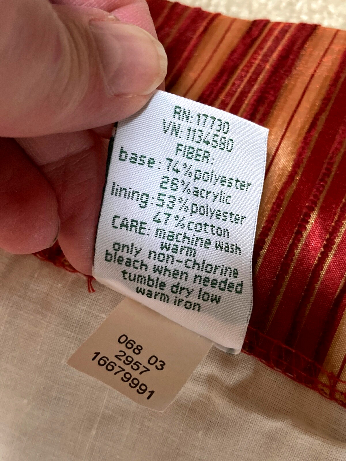 Waverly Valance Red Gold Faux Silk Chenille Stripe Tailored Button 52×15 -3 avai