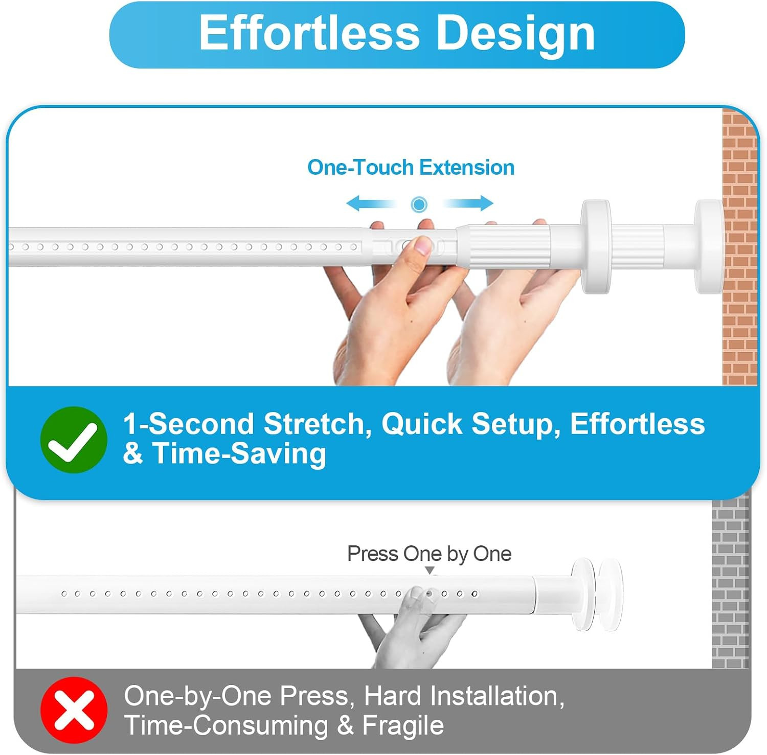 Extra Long No-Drill Tension Curtain Rod 40-166 Inches (4-14Ft), Heavy Duty Adjus