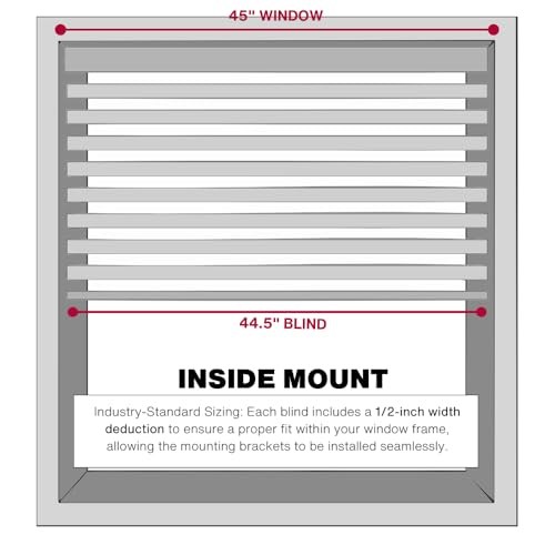 Cordless Mini Blind, 1″ Vinyl Slats, 45″ Wide x 72″ Long – 45″W x 72″H White