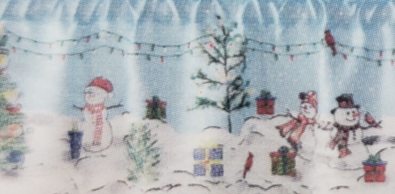1 Fabric Printed Kitchen Valance(54×14″)CHRISTMAS,SNOWMEN,HOLIDAY WONDERLAND,Lic