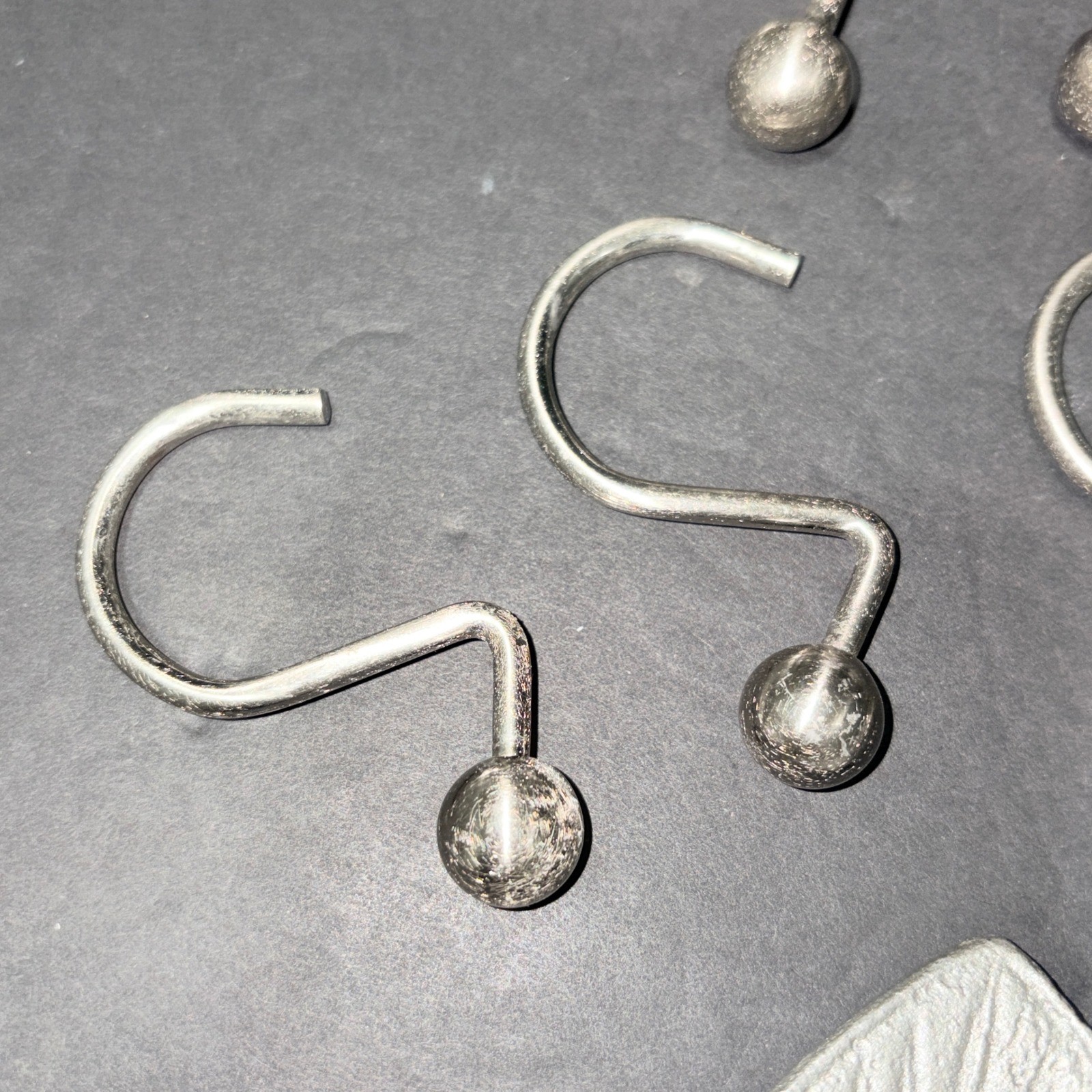 Silver Leaf Curtain Rod Finials and Ball End Shower Hooks Set 11 Piece Silver