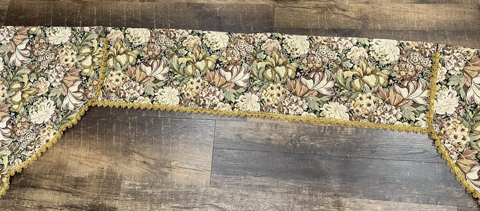 Tapestry Brocade Window Valance Handmade 92 in. Medieval Castle Gold Trim